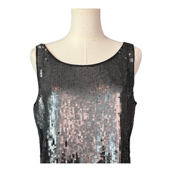 EUC Glint black & gray sequin sleeveless shift dress | size medium - Picture 2 of 8